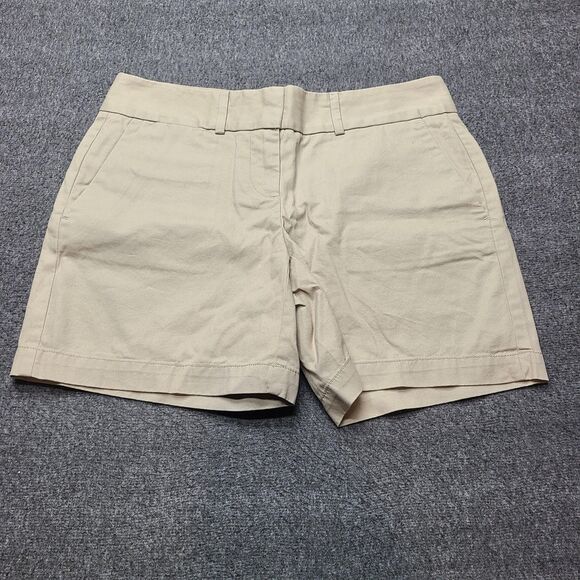 Ann Taylor Loft Shorts Womens 0 Khaki Beige Flat Front 100% Cotton Chino New - Picture 1 of 8